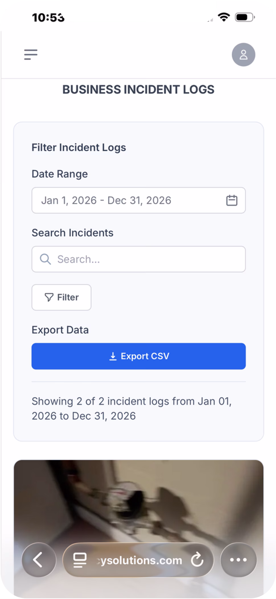 Live Safety business incident reporting dashboard